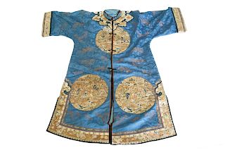A Blue Ground Embroidered Lady's Robe.