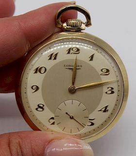 JEWELRY. Longines 14kt Gold Pocket Watch.