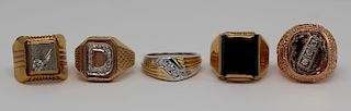 JEWELRY. Men's Gold Ring Grouping.