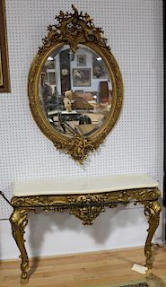 Louis XV Style Giltwood Console And Mirror