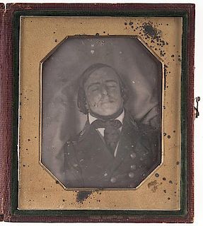 Sixth Plate Postmortem Daguerreotype of a Uniformed Naval Officer from Philadelphia 