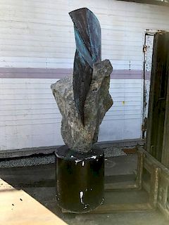 Custom Contemporary Stone and Copper Sculpture