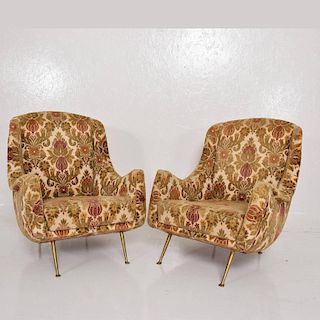 Pair of Sculptural Armchairs Made in Italy in the Style of Gio Ponti
