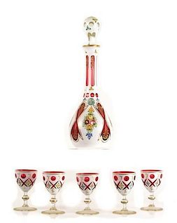 Czech White Cut to Clear Cranberry Drinks Set