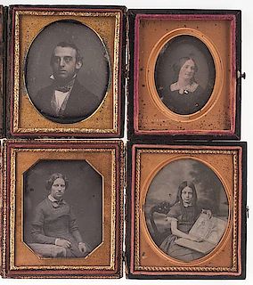 Four Sixth Plate Daguerreotypes by Known Photographers Including Broadbent, Whitehurst, Williamson 