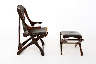 Don Shoemaker Folding Chair with Matching Ottoman