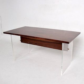 Mid-Century Modern Rosewood and Lucite Table