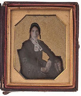 Sixth Plate Daguerreotype of a Woman, with Gilt Background Tinting 