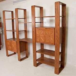 Mid-Century Modern Solid Oak Wood Wall Unit by Lou Hodges