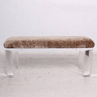 Mid Century Modern Lucite Bench Thick Legs In the Style of Karl Springer