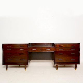 Mexican Modernist Double Dresser with Desk