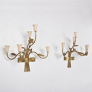 Mid-Century Modern Pair of Italian Wall Sconces Five Arms