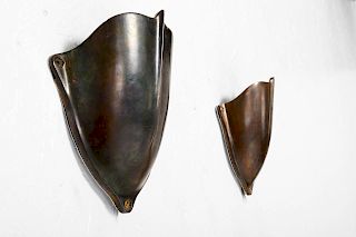 Brass Wall Sconces, Shield Shaped