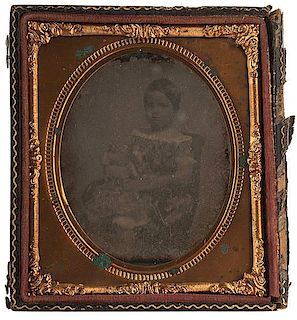 Sixth Plate Daguerreotype of Child with a Toy Horse 