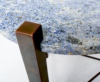 Blue Granite and Solid Bronze Side Table Mid Century Modern