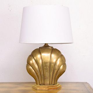 Hollywood Regency Sea Shell Table Lamp in Brass
