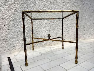 Custom Faux Bamboo Brass Side Table by Arturo Pani