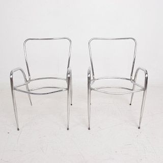 Pair of Sculptural Brown Jordan Aluminum Patio Chairs after Walter Lamb