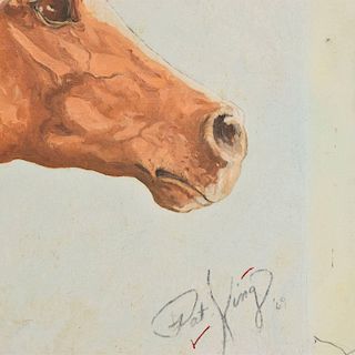 Art Drawing of a Horse by Pat King, 1969