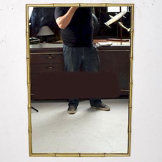 Hollywood Regency Faux Bamboo Brass Mirror Frame