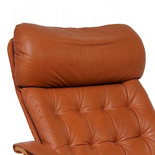 Finland Leather Armchair, Mid-Century Modern OY BJ. Dahlqvist AB, High Back