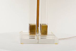 Lucite and Brass Table Lamp