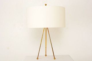 Mid Century Modern Brass Tripod Table Lamp by Robsjohn Gibbings