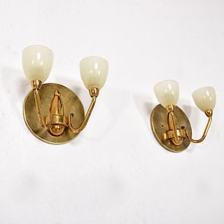 Set of Two 1950s Italian Brass Sconces