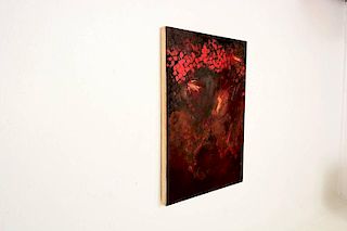 Abstract Oil in Canvas Red