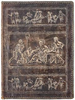 Leather Manuscript Cover w/Mythological Scene
