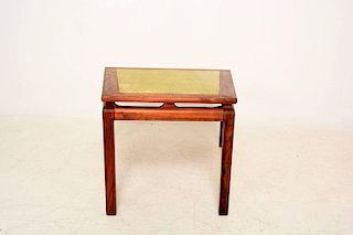 Mid Century Modern Wedge Side Table in Walnut and Gold Leaf Top