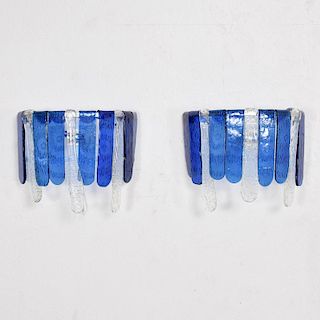 Mid-Century Modern Pair of Handblown Glass Sconces, Feders