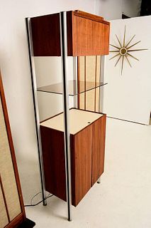Midcentury Wall Unit Stereo Cabinet in Walnut and Aluminium, 1960s