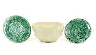 Group of Porcelain Wares: Majolica & Mexican Bowl