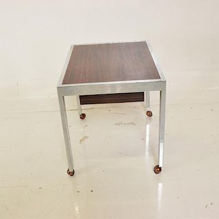 Scandinavian Danish Modern Side Table in Rosewood and Chrome