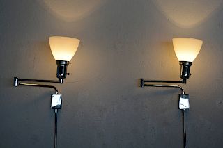 Pair of Mid Century Modern Chrome-Plated Wall Sconces