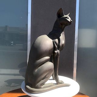 1970s Hollywood Regency Bronze Cat Sculpture