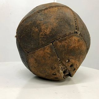 Antique Leather Medicine Ball with Great Vintage Patina