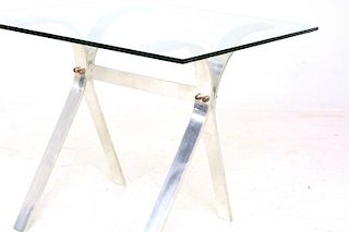 Aluminum Side Table with Glass Top