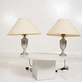 Hollywood Regency Pair of Petite Table Lamps in Aluminum