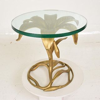 Hollywood Regency Side Aluminum Table by Arthur Court, Gilded Lily