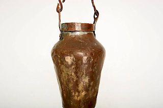 Antique Brass Container with Original Chain