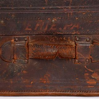 Antique Travel Leather Trunk Suitcase