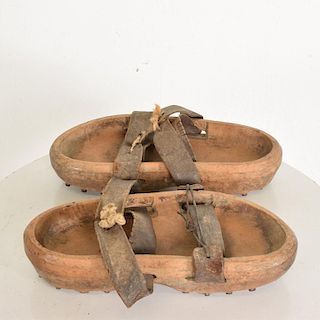 Antique Decorative Wood Gardening Shoes Japanese Asian