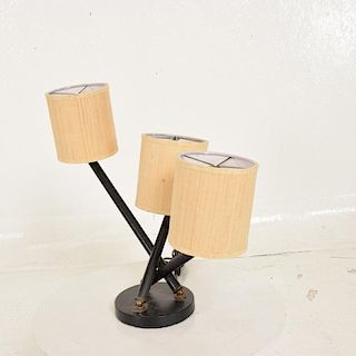 Midcentury Mexican Modernist Tri-Arm Table Lamp with Brass Accents