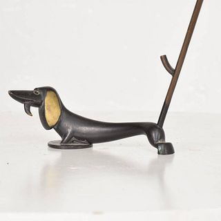 Austrian Bronze Dog Laying Ring Holder Paperweight by Richard Rohac, 1940s