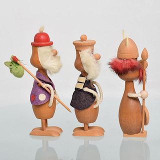 Mid-Century Danish Modern Wood Toys, Set of Three Vikings