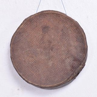 Antique Primitive Bentwood and Goatskin Flour Sieve Sifter, Guatemala, 1800s