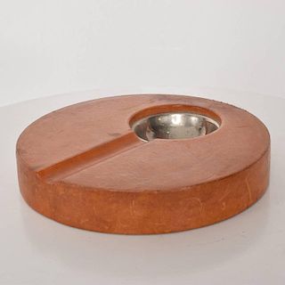 Mid-Century Modern Leather Wrapped Ashtray Attributed to Diego Matthai Tobacco