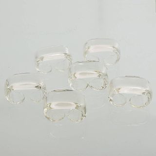 Mid-Century Modern Set of 6 Depression Glass Napkin Rings
